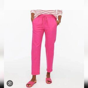 J Crew Linen Cotton Blend Drawstring Barbiecore Cuffed Pants Size 12